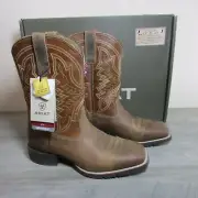 Ariat Men's Square Toe 11" Hybrid Ranchwork Boots Sorrel Crunch/Rustic Red 10042
