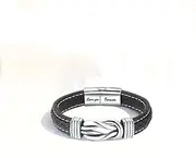 [MASYLA] European and American hand decoration titanium steel punk men's leather bracelet (Love you forever + daughter card)