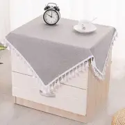 Nightstand Dust Cover Cotton and Linen Table Runner 23.62x23.62 Grey-tassel