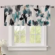 DOTOOMA 54x18 Inches Butterfly Abstract Window Treatment Valance Chinese Ink Blue Kitchen Blackout Drapes Bathroom Bedroom Living Room Polyester Fabric Curtains Decorations Supplies