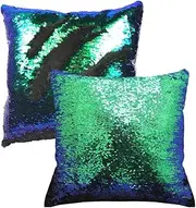[MOCOFO] Pack of 2 Reversible Sequins Mermaid Pillow Cover Throw Cushion Case 16 x 16 Inch
