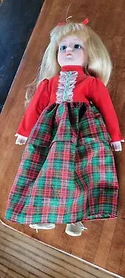 Porcelain 15" Doll PA4279TW BEAUTIFUL BLONDE HAIR BLUE, PAINTED EYES AND FACE
