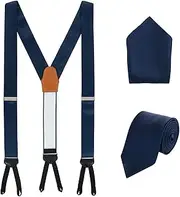 [Trafalgar] Sutton Solid Color Silk Brace Necktie and Pocket Square Set