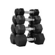 Hex Dumbbells Rubber Coated Hand Weights Set for Exercises and Fitness,