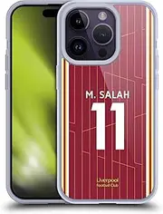 Head Case Designs Officially Licensed Liverpool Football Club Mohamed Salah 2024/25 Players Home Kit Soft Gel Case Compatible with Apple iPhone 14 Pro