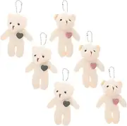6pcs Bear Plush Keychain Aesthetic Tiny Stuffed Animal Hanging Charm Cute Bag Decoration Lightweight Convenient for Daily Use for Backpacks Handbags and More