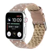 Catzon Leather Strap with Animal printed for iWatch Series SE 7 6 5 4 3 2 1-Khaki