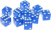 Generic Set of 10 D6 Dice for RPG Tabletop Games, Blue, 1.6cm