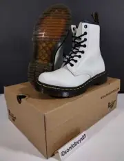Dr. Martens Women's 1460 Patent Smooth Leather Boots, White, Size 7