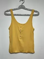 Wild Fable Women's Round Neck Ribbed Snap Placket Tank Top - Spicy Peach XS