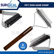 3 Pcs Dog Brush for Deshedding Dematting Pet Grooming Cat Hair Comb 20 blade