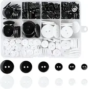 336 Pieces Black+White Buttons Round Resin 2 Holes Button Sewing Craft Buttons with Storage Box, Use for Scrapbook Decoration, Knitting, Crochet, Crafts DIY, Clothes Sewing, Coat, Outfit, Jacket