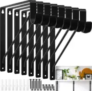 8 Pcs Heavy Duty Closet Rod Brackets Bulk Black Shelf Bracket