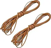 sourcing map 2 Bundles Flat Leather Cord, 5.5 Yards 5mm Leather Crafts Lacing Strip, Light Coffee