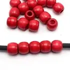 100pcs Red Round Barrel Big Hole Wood Beads 12mm Wooden Dreadlocks Beads
