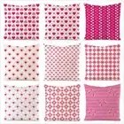 Heart-Shaped Geometry Printed Cushion Cover Plaid Pink Pillow Covers Girls Room