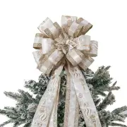 Christmas Tree Topper Bow Flower, Glitter Mesh Ribbon Patterns and Cute Flowe...