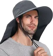 [GUSTAVE] Fashion Summer Outdoor Sun for Summer Protection Fishing Cap Neck Face Flap Hat Wide Brim Unisex Removable Quick-Drying Sun Hat