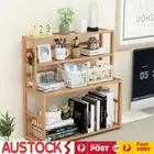 4 Tiers Bamboo BookShelf Tabletop Organizer Office Standing Desk Storage Shelf