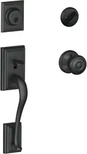 SCHLAGE Addison Handleset and Georgian Knob, Matte Black (F60 ADD 622)