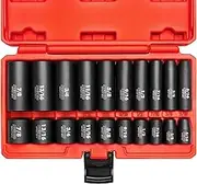 NEIKO 02434A 3/8-Inch-Drive Standard and Deep Impact Socket Set, 6-Point SAE Sizes from 5/16" to 7/8", CrV Steel, 20 Pieces