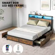 Costway Metal Bed Frame Queen Size Beds Base Platform w/LEDs