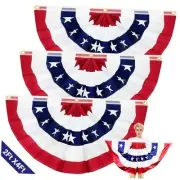 2 x 4 FT Large American Pleated Fan Flag, 3 Pack USA Bunting Patriotic Half