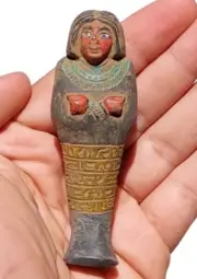 A COLORFUL PHARAONIC USHABTI STATUE- MUSEUM OF RARE ANTIQUITIES ANCIENT EGYPT BC