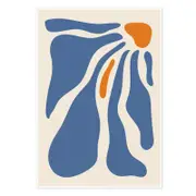 Galrie Stunning Abstract Flowing Forms Art Print in Blue and Orange Minimalist Style, Poster Only, A0 84 x 119cm (33 X 47inch)