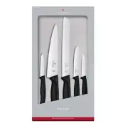 Victorinox Swiss Classic Black Kitchen Knife Set, 5 pieces Cut Dice Slice Peel