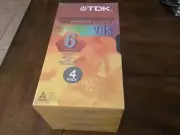 TDK Superior Quality Blank VHS Tapes 4-Pack Sealed VCR 6 Hour EP T-120RV