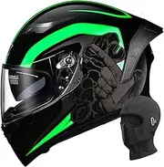 Motorcycle Helmet Motorcycle Full Face Helmet with Double Visor Motocross Helmet Removable and Washable Liner for Men Ladies Street Racing Motorcycle DOT/ECE Approved