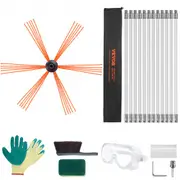 VEVOR 12 m Chimney Sweep Kit, w/ 12 Reinforced Nylon Flexible Rods, Ergonomic Chimney Cleaning Brush, 360-Degree Brush Chimney Cleaner, Rich Accessori