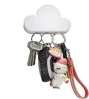 White Cloud Magnetic Wall Key Holder - Easy to Mount - Powerful Magnets Keep Keychains and Loose Keys Securely in Place