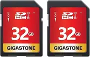 Gigastone 32GB 2-Pack SD Card UHS-I U1 Class 10 SDHC Memory Card High-Speed Full HD Video Canon Nikon Sony Pentax Kodak Olympus Panasonic Digital Camera, with 2 mini Cases