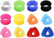 [XSDSLS] 12 Pairs Silicone Flesh Tunnel Set 6-18 mm Ear Tunnel Plug Silicone Ear Stretcher Double Flared Flexible Expander Ear Piercing Jewellery for Men Women
