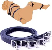 Leather Body Harness,Adjustable Belts Wrist Leg Body Tie Bed Bondage Cuffs,Fetish Restraints Kit Adult Sex Toys For Couples (7-Piece Set, Black1)