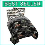 Complete Monster Jam Twin Size Bed Set: Fun Comforter and Sheets for Kids' Rooms