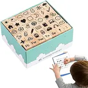 Journal Stamp, Wood Rubber Seal, Wooden Stamp for Postcards, Kit with Portable Rubber Seal for Artistic Crafts for Adults, All Ages Friends, BA