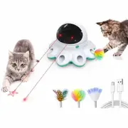 Cat Laser Toy 2-in-1 Interactive Automatic Motion Activated Moving 8 Holes Whack A Mole Feather USB Rechargeable Electronic Smart Sensor Kitten Toys,Green