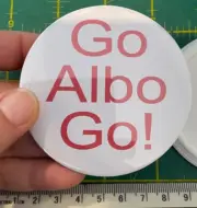 Support Albanese Political Re-Election Pin Badge 75mm Button Go Albo Red Labour