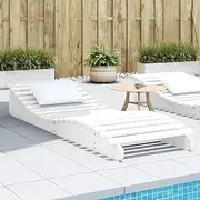 Sun Lounger White 205x70x31.5 cm Solid Wood Pine,Ergonomic Pinewood Sun Lounger for Comfortable Sunbathing and Relaxation Patio Sunlounger