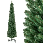 Costway150 cm/180 cm/210 cm/240 cm Pencil Christmas Tree with Warm White LED Lights-2.4 M