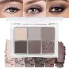 6 Colors Glitter Matte Eyeshadow Palette, Natural Nude Smoky Black Coffee Wine