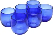 New (Amazon.co.jp Exclusive) (Commercial Set) Perfect for Instagram, Ryukyu Style, Handmade Glass (Large) Blue, Set of 6