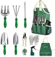 11 Pieces Gardening Tools Set Gardening Kit Heavy Duty Gardening Supplies with Tools Storage Pouch Garden Shovel Bonsai Accessories for Men and Women