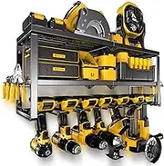 Spampur Power Tool Organizer for Tool Storage, Drill Holder Wall Mount, Tool Organizers and Storage Rack for Garage Organization, Heavy Duty Metal Tool Shelf, Utility Storage Rack for Cordless Drill