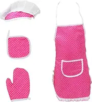 Yardwe 1 Set Kitchen Role Play for Cloth Apron Chef Hat Fun Cooking for Encourages Life Skills Imaginative Play