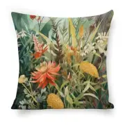 18x18 Linen Throw Pillow Covers Watercolor Flower Farmhouse Square Pillowcases