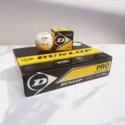 Dunlop White Championship Yellow Dot Pro Squash Ball - 12 Pack Balls